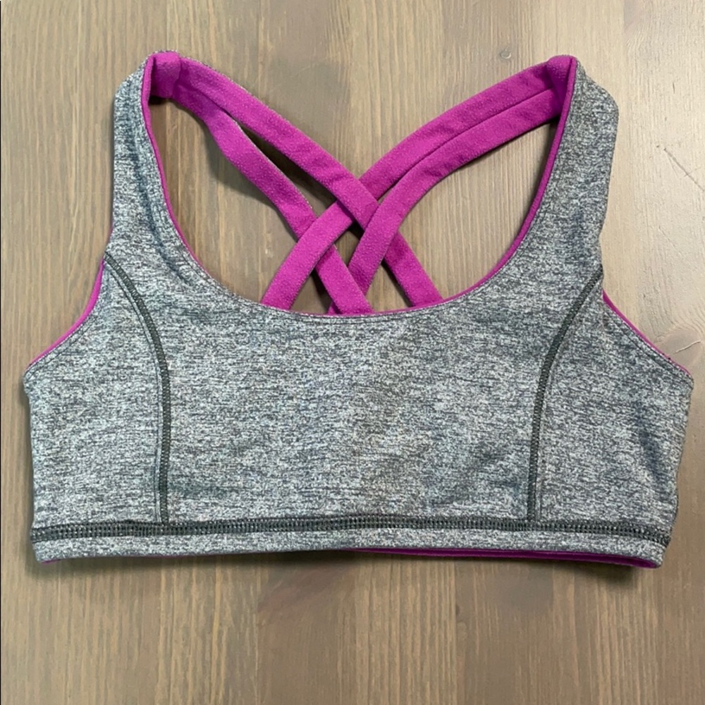 Ivivva pink to grey reversible sports bra (size 8)